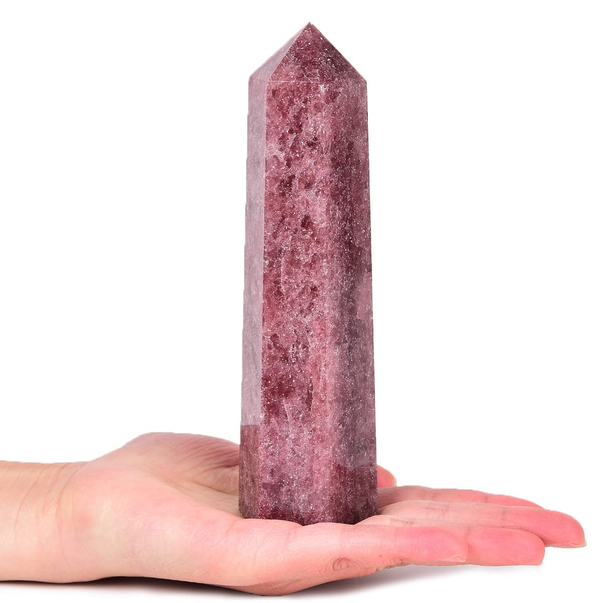 Torre de cuarzo fresa de MOGEMT para meditación y claridad.