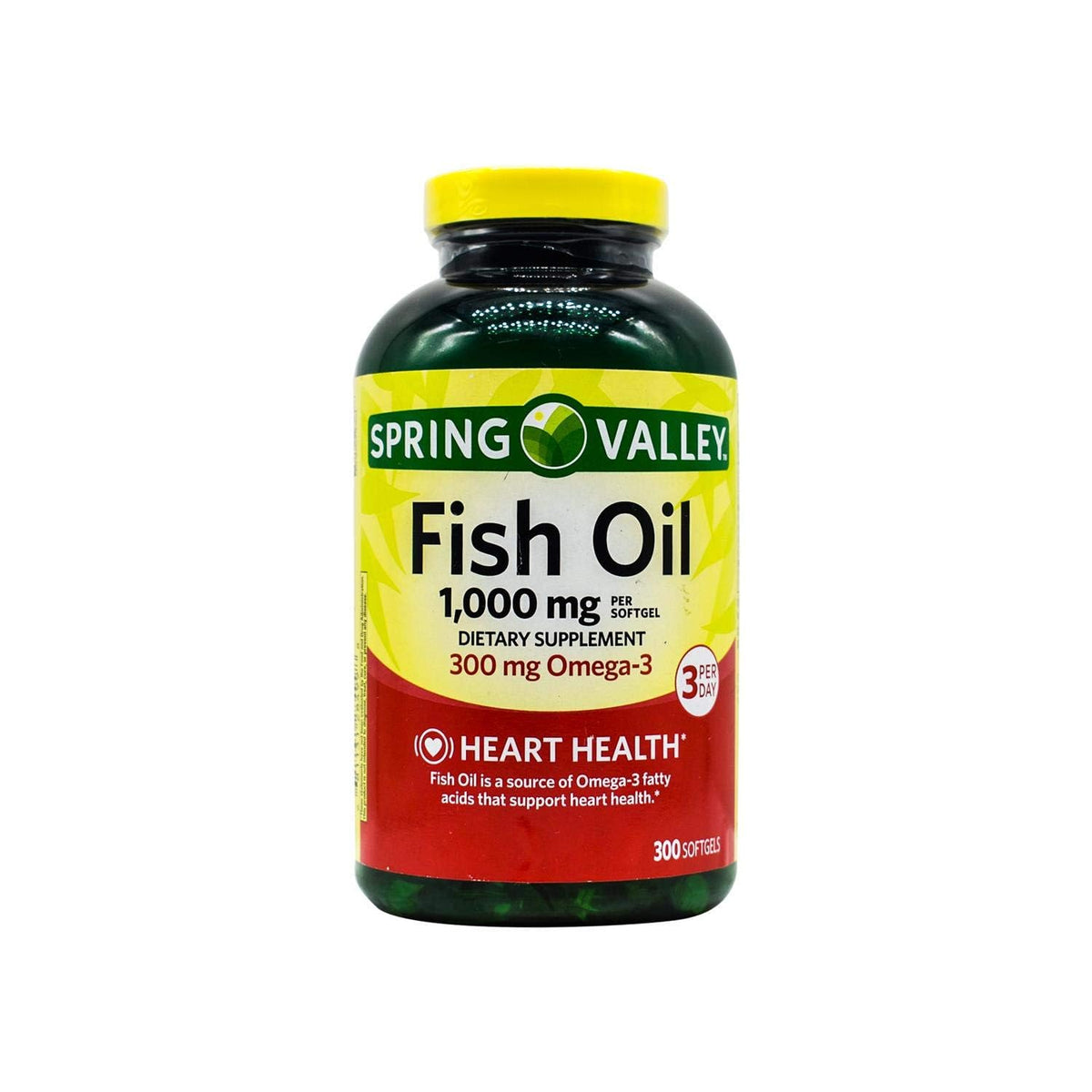Mohsin Skerdy Spring Valley cápsulas blandas de aceite de pescado en botella, apoyo diario para la salud.