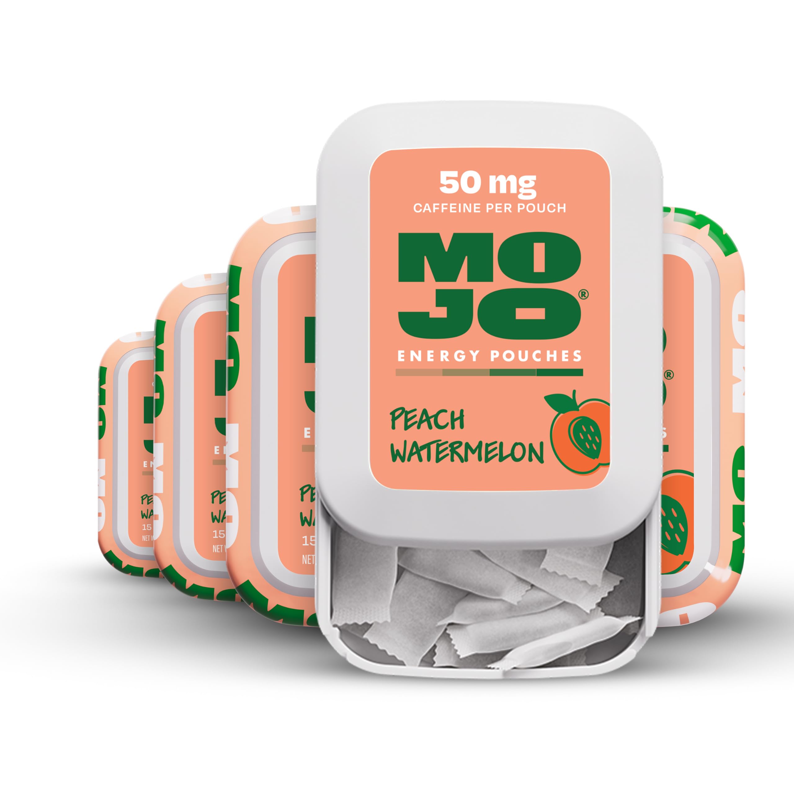 MOJO Energy Pouches empaque deslizable frontal para energía rápida.