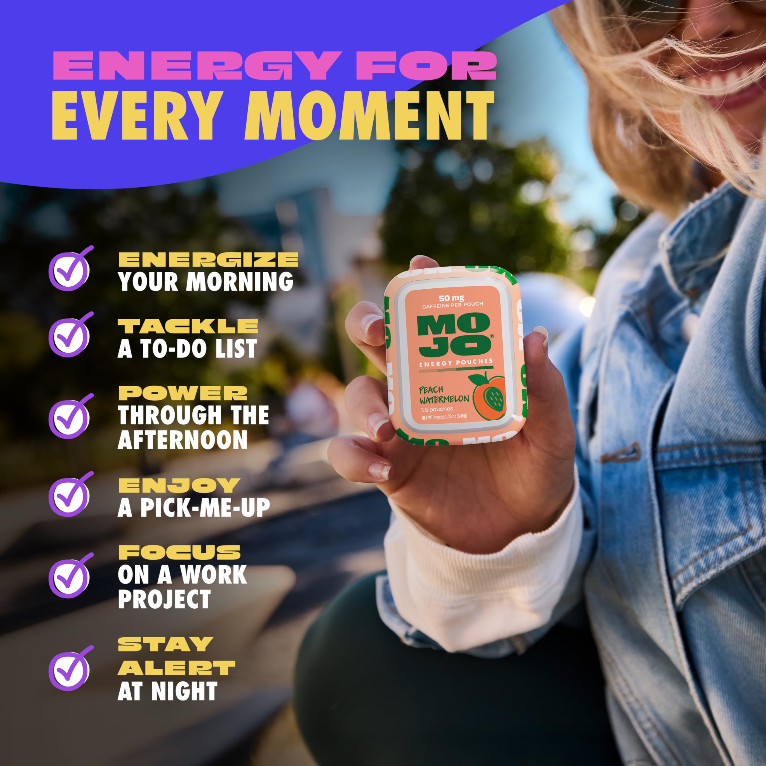 MOJO Energy Pouches paquete 5, 15 bolsitas cada uno.