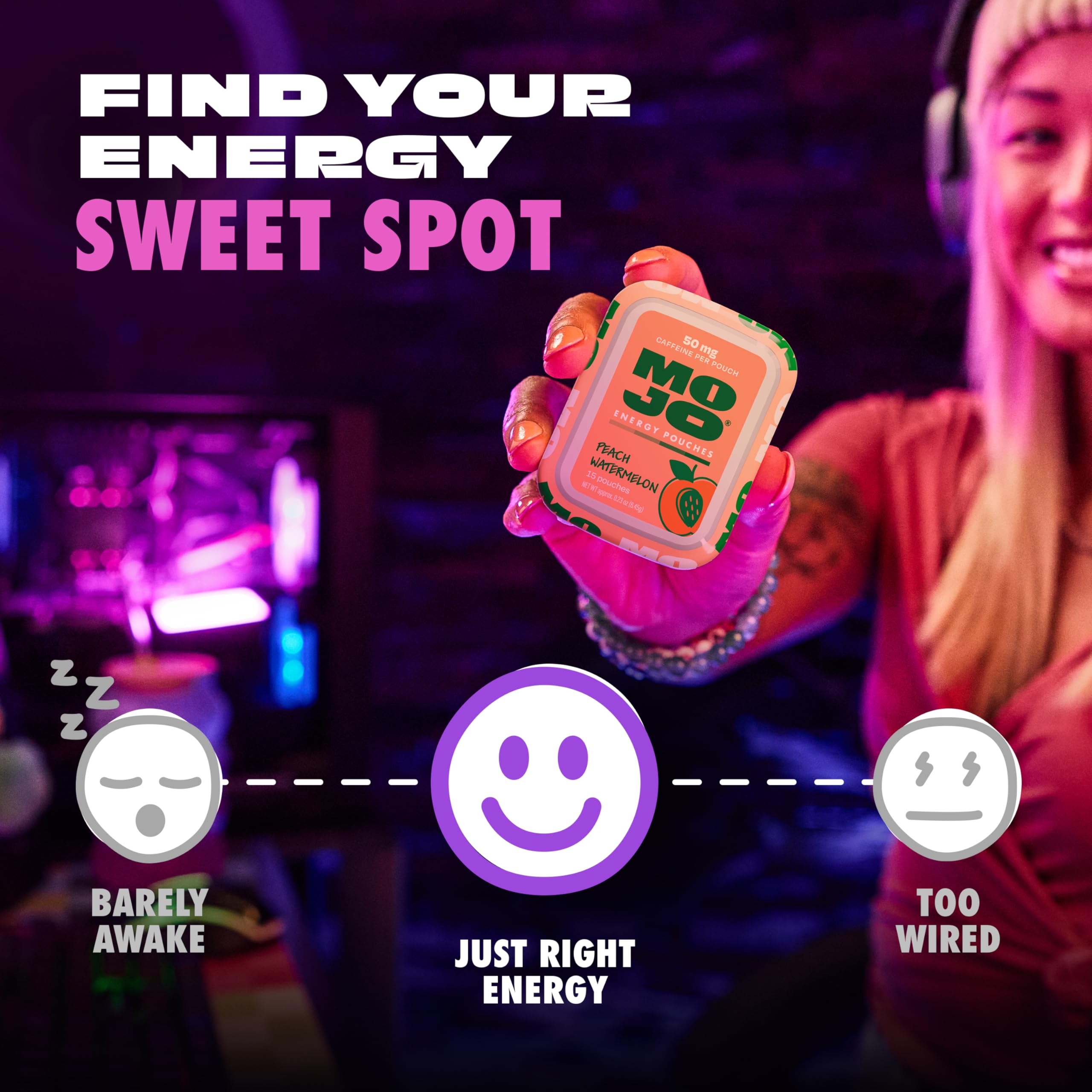 MOJO Energy Pouches sin azúcar ni calorías.