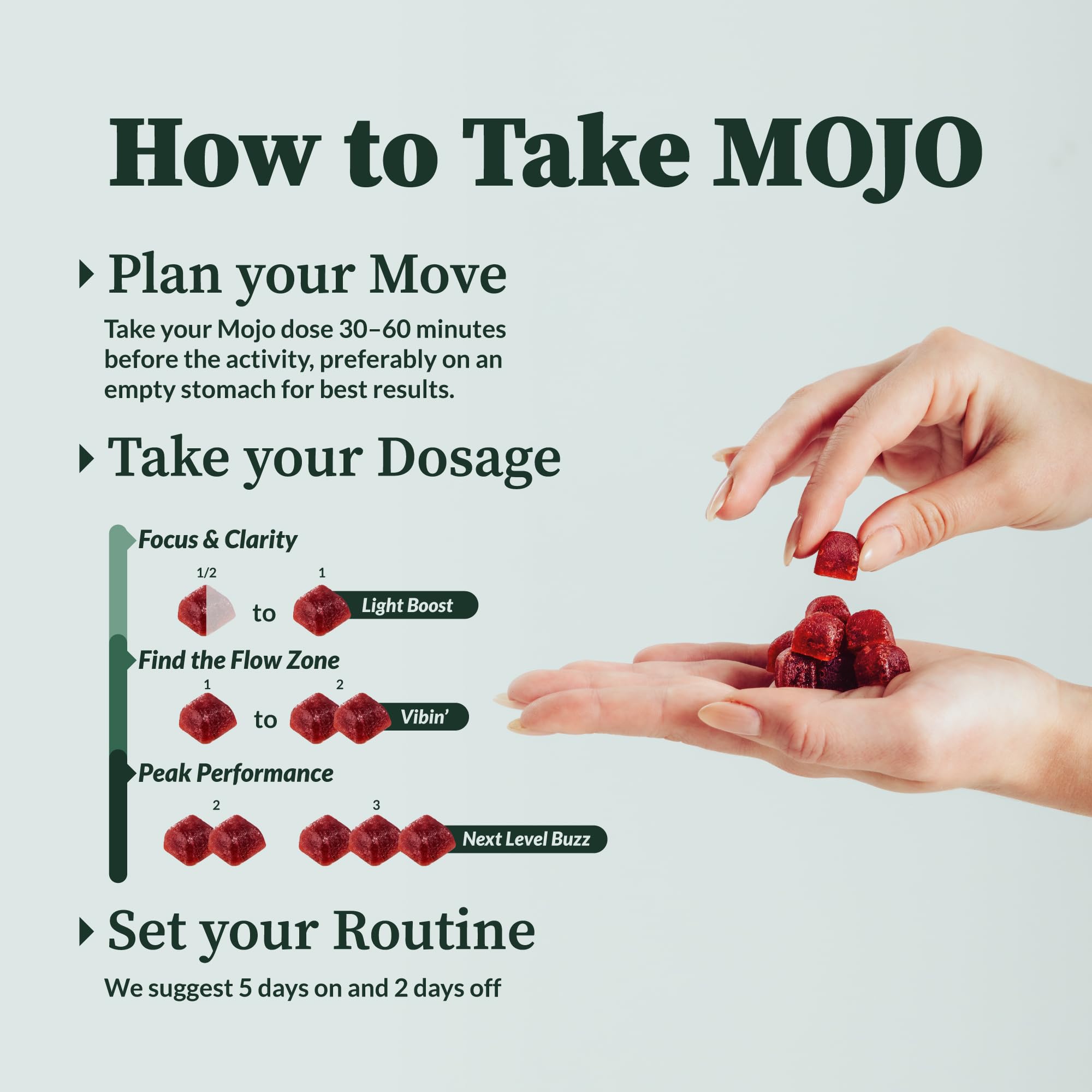 Mojo gomas foco L-teanina, calma y enfoque sin nervios