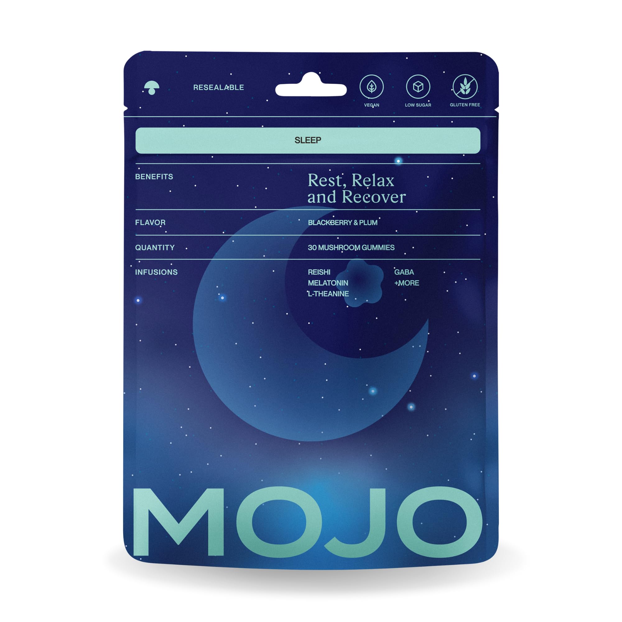 Mojo Sleep Gummies: botella visible para apoyo al descanso nocturno