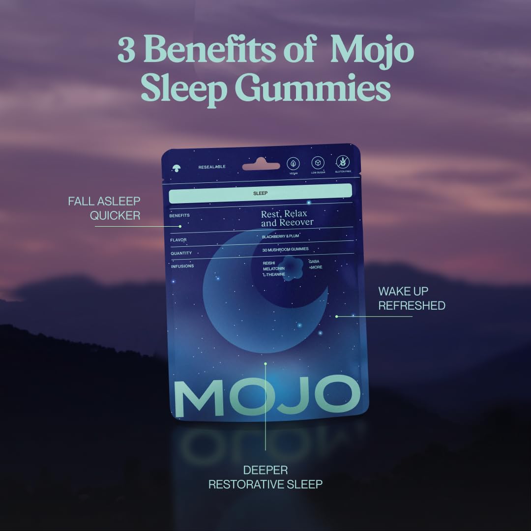 Mojo Sleep Gummies: presentación vegana para descanso cómodo