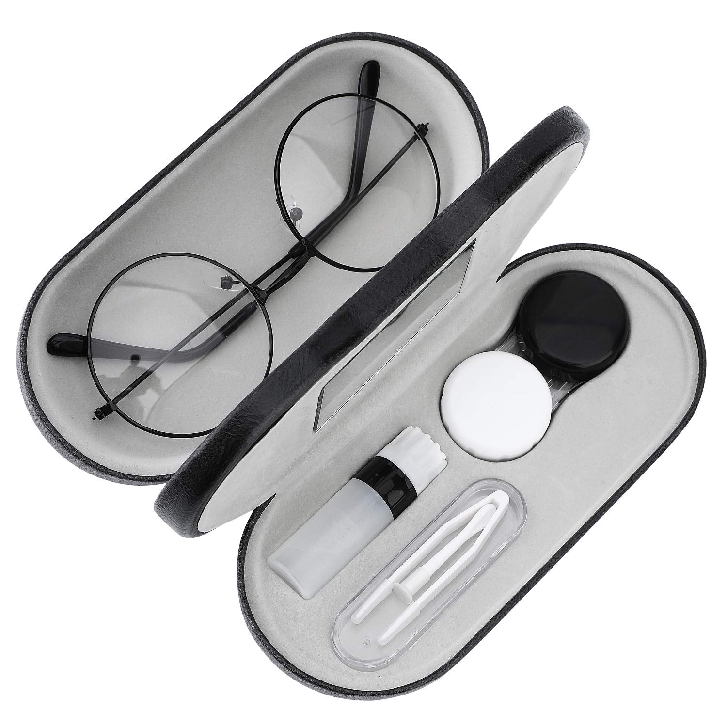 MoKo doble estuche gafas con espejo ofrece almacenamiento compacto y protección para viaje
