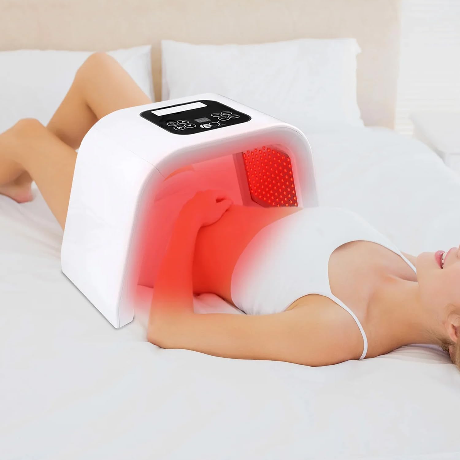 Molamoya LED facial, enfoque en cuidado de la piel y uso diario.
