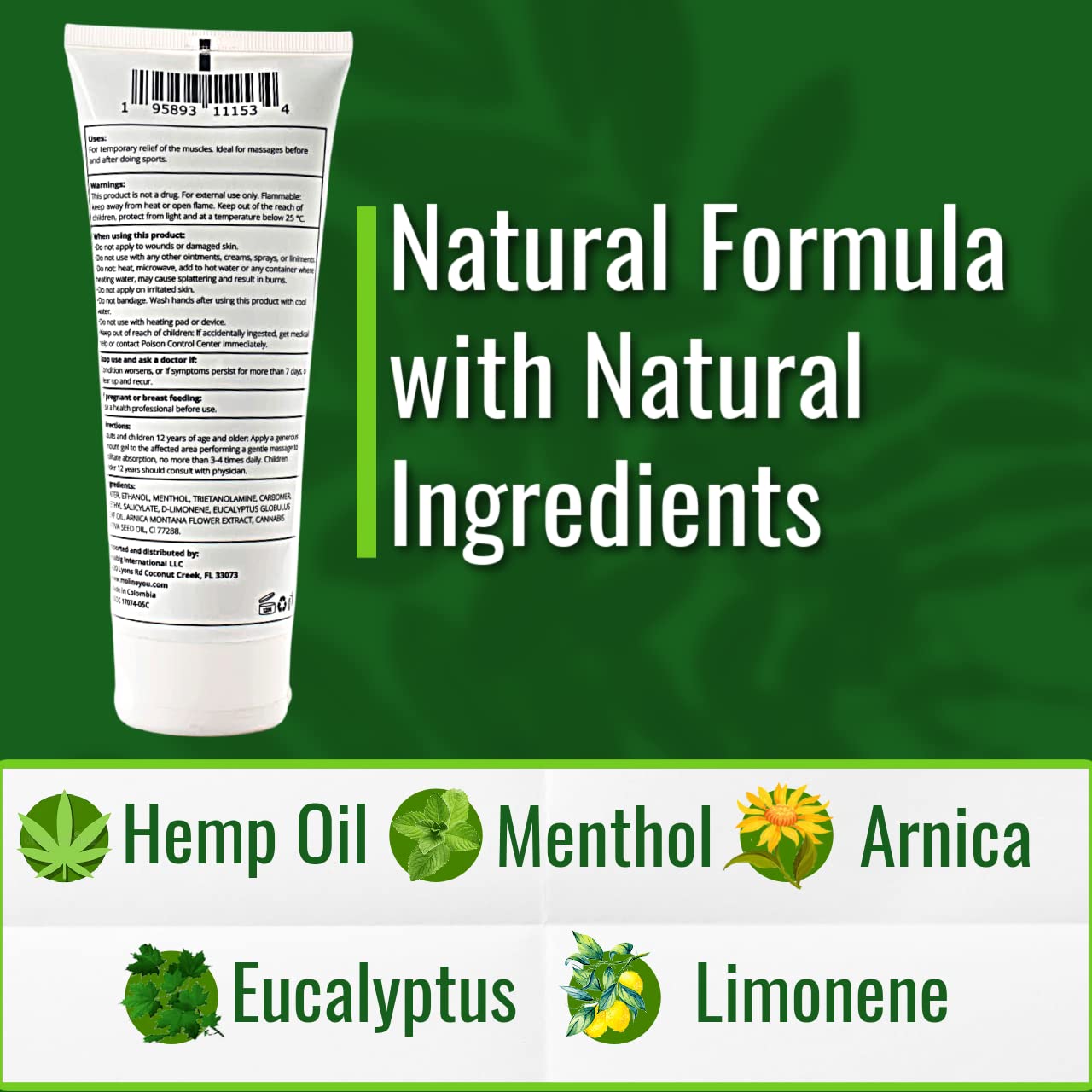 Moline You crema canamo arnica-mentol, sensación refrescante al aplicar.