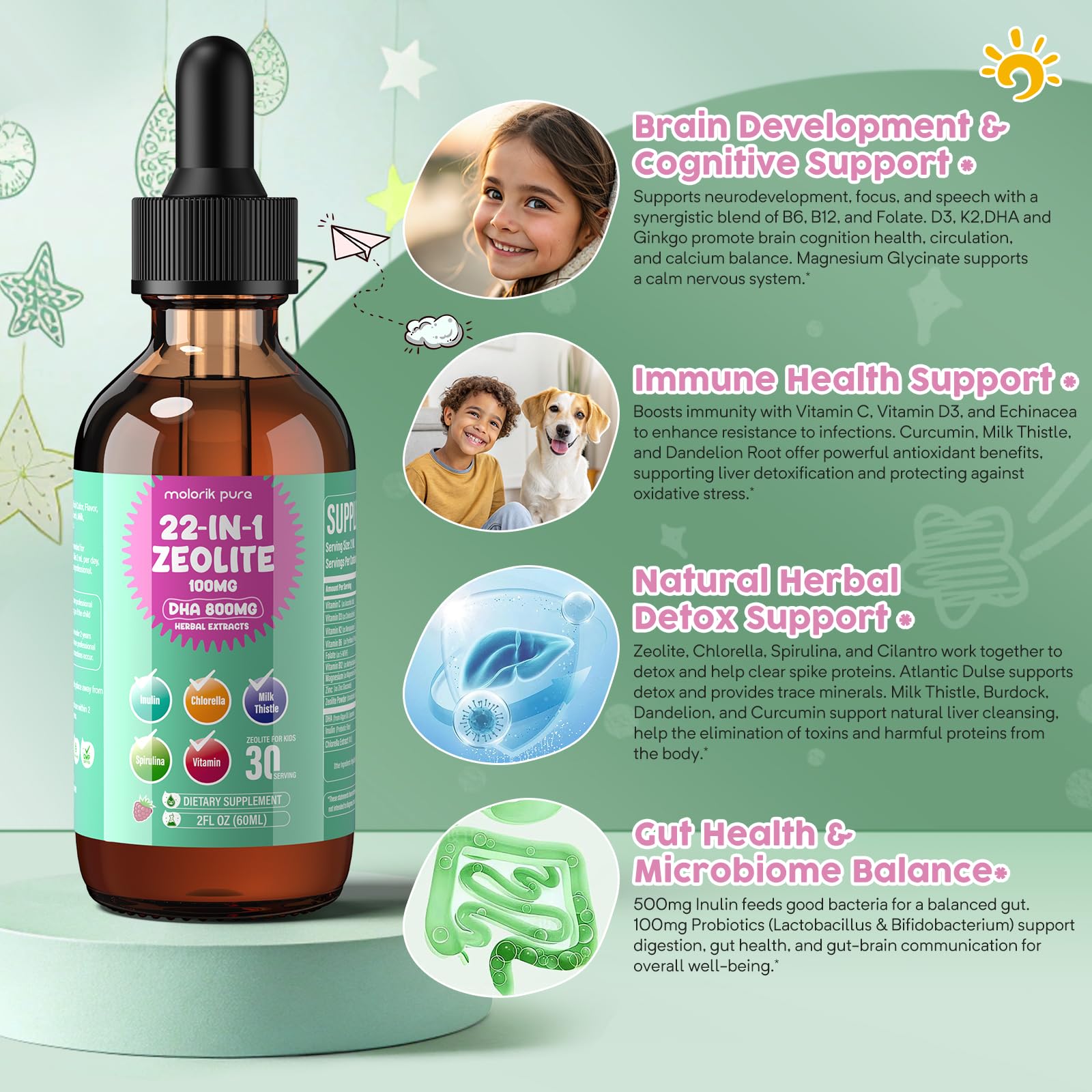 Molorik Pure Probióticos 5 mil CFU, gotas para equilibrio digestivo