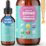Molorik Pure Zeolita Drops, botella con gotero para apoyo digestivo diario.