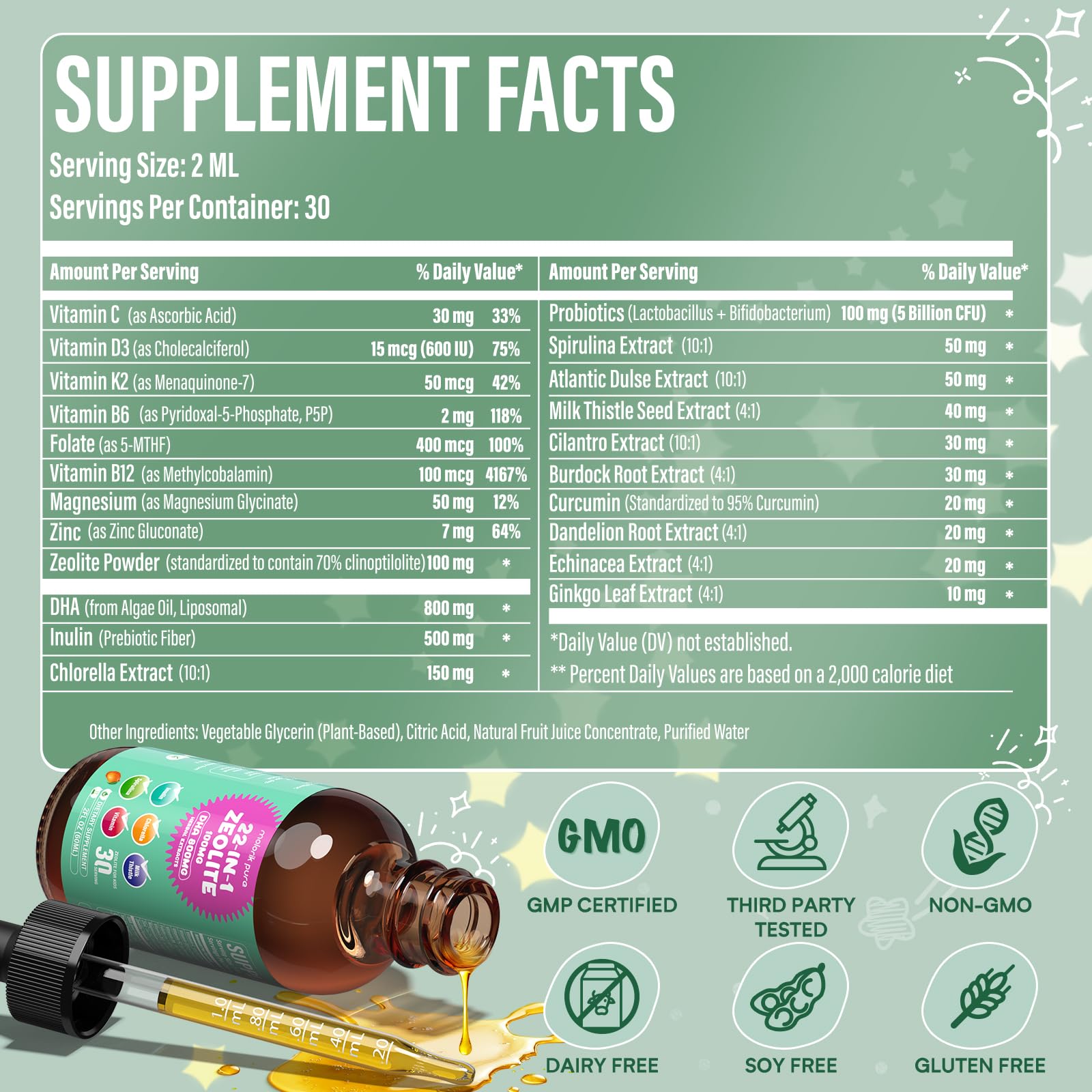 Molorik Pure Zeolita Detox, consumo diario para energía y bienestar.