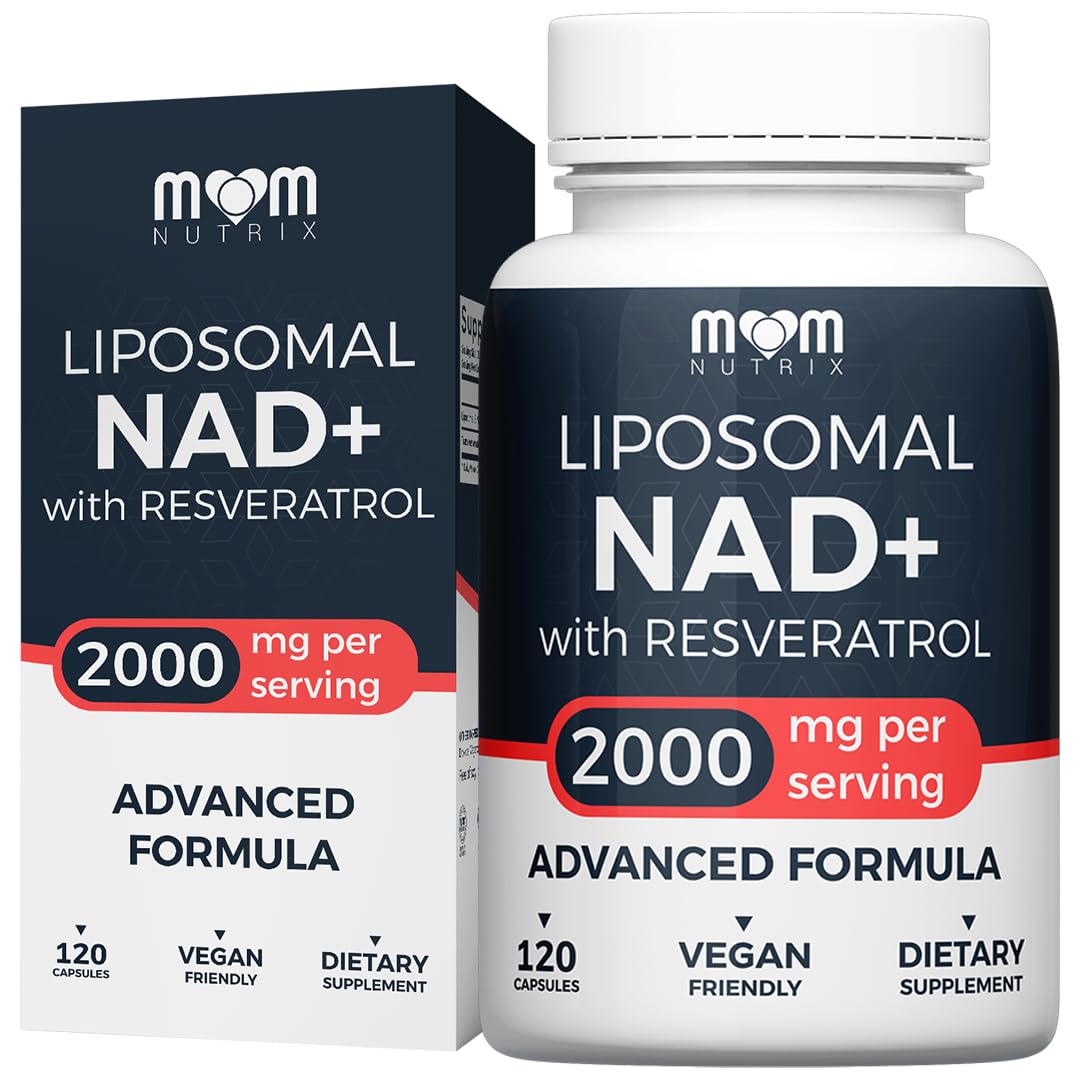 MOM NUTRIX NAD liposomal con resveratrol, botella para energía diaria