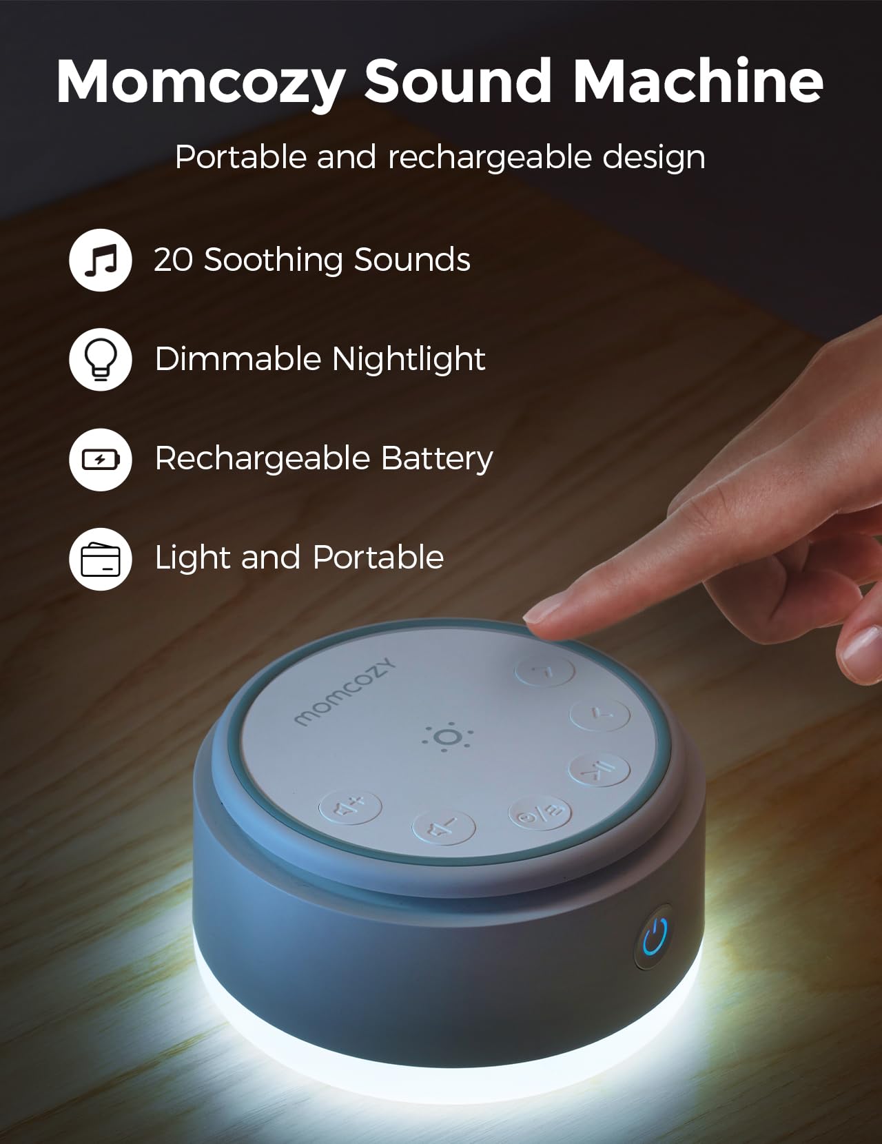 Momcozy 20 sonidos: variedad para crear ambiente calmante.