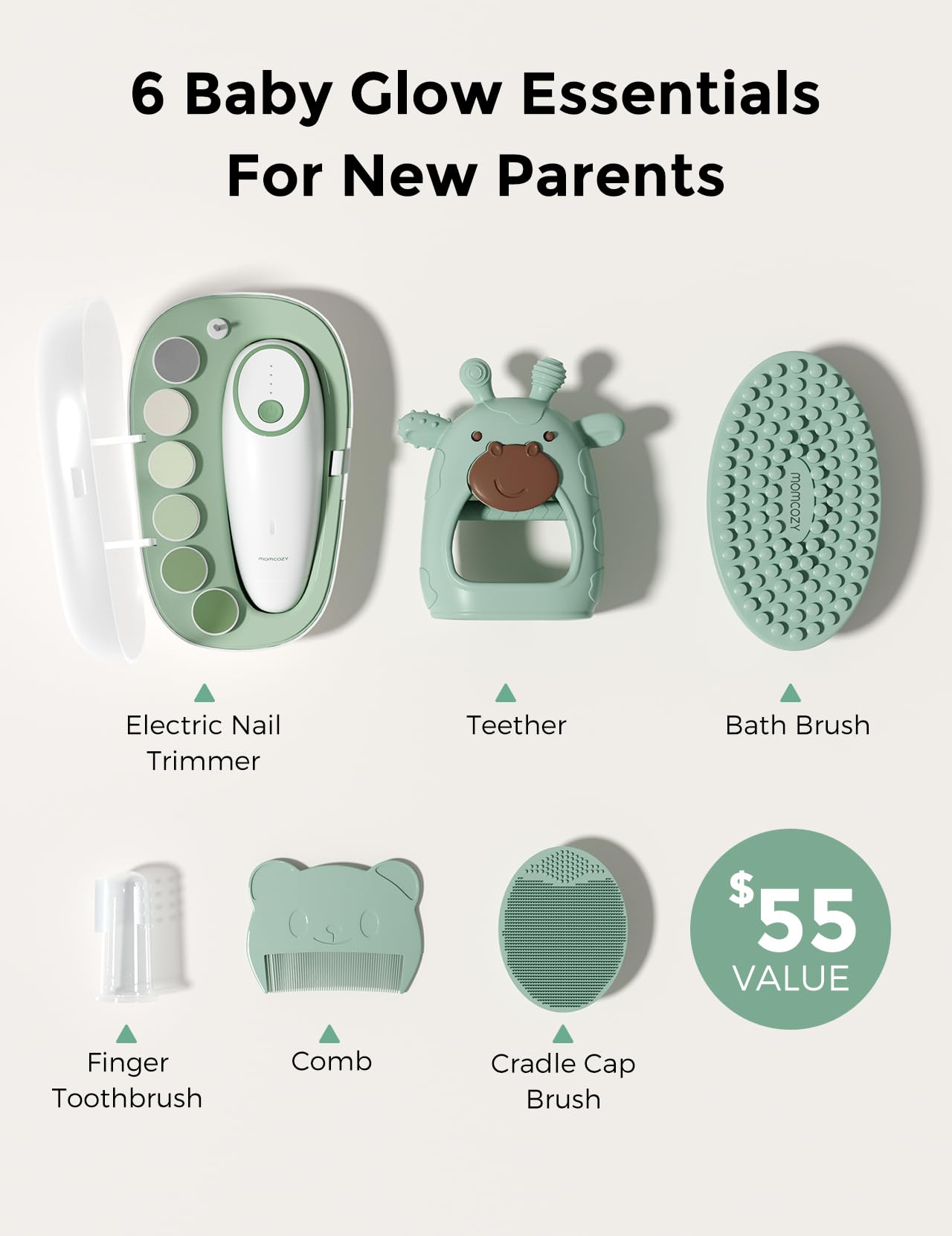 Momcozy cepillo baño suave, higiene diaria agradable para la piel del bebé.