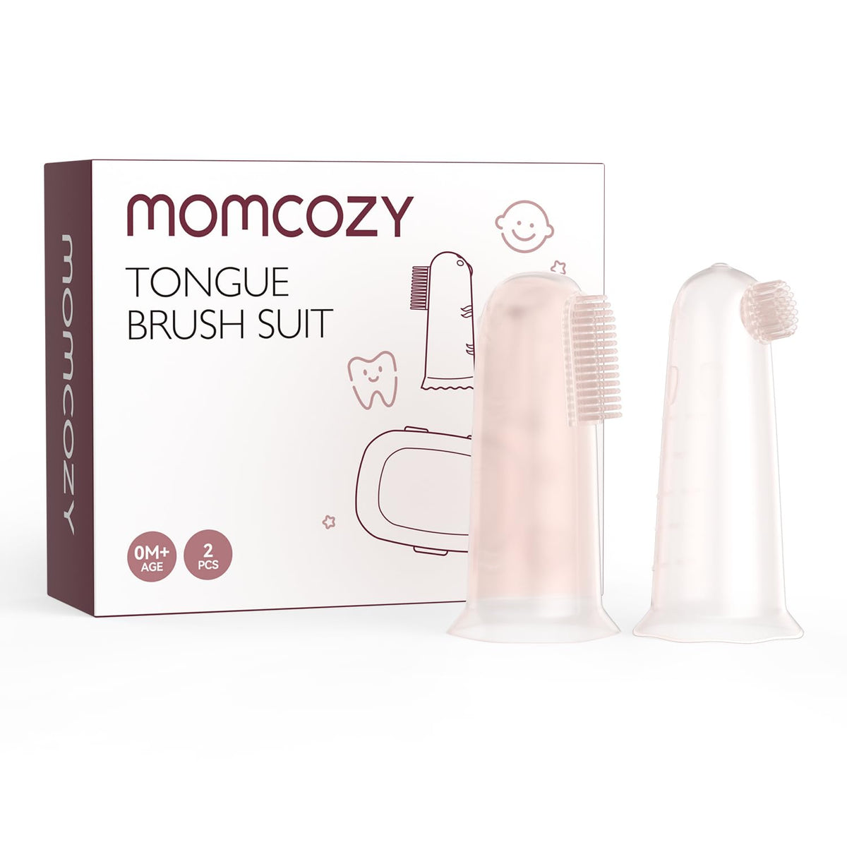 Momcozy cepillo dedo bebé frente: higiene suave para encías delicadas.