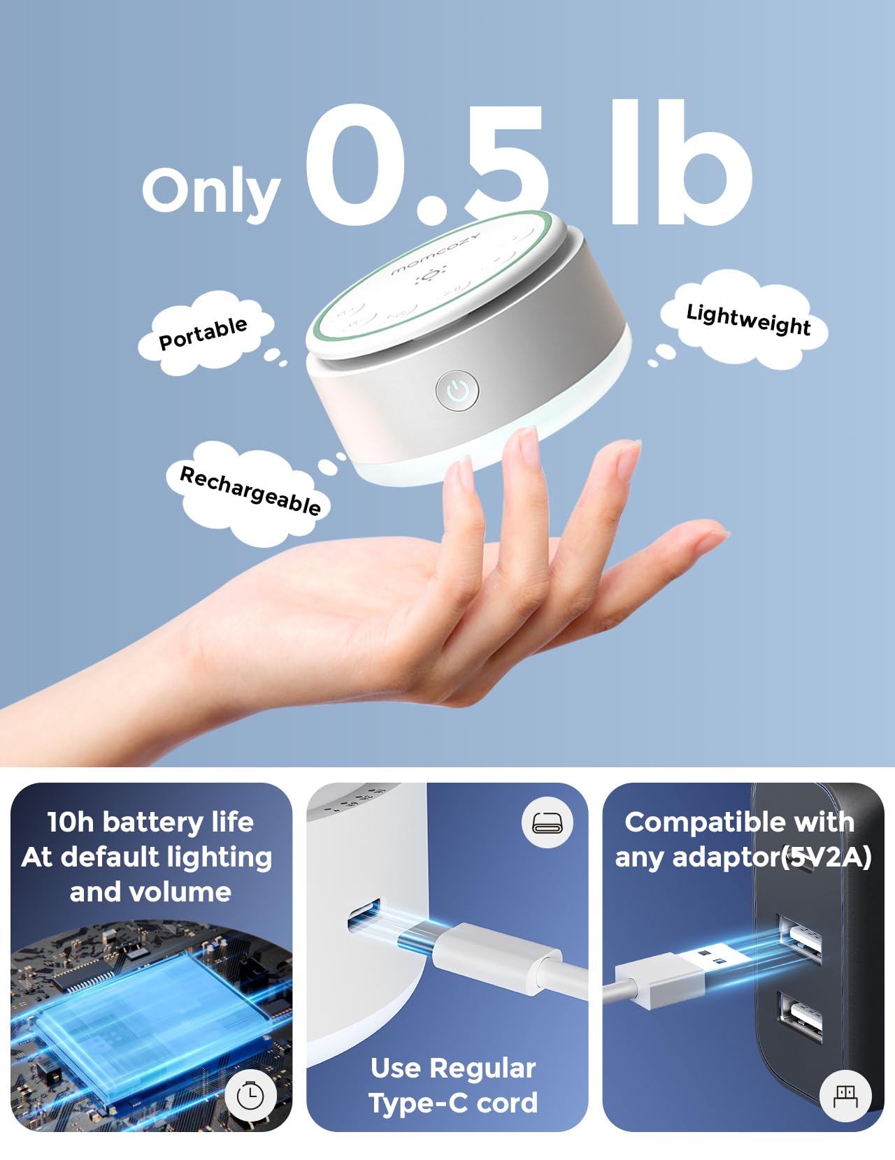 Momcozy diseño compacto ideal para viajar y dormir fuera de casa.