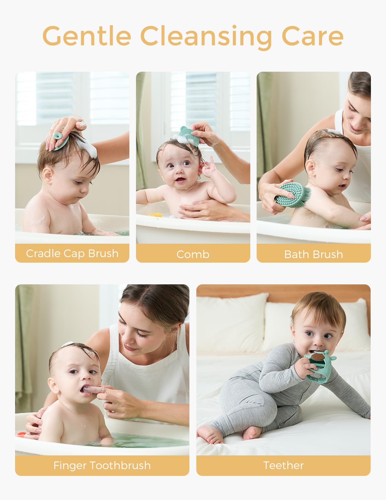 Momcozy Elite Kit: Cepillo de baño suave para piel delicada del bebé.