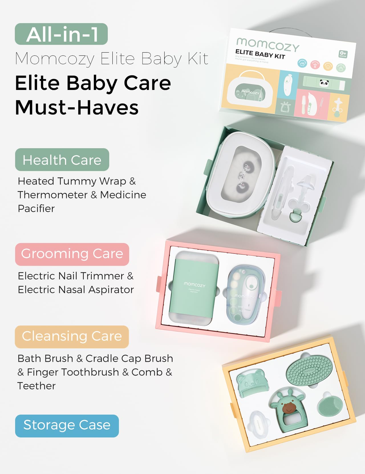 Momcozy Elite Kit: Envoltura estomacal caliente para comodidad del bebé.