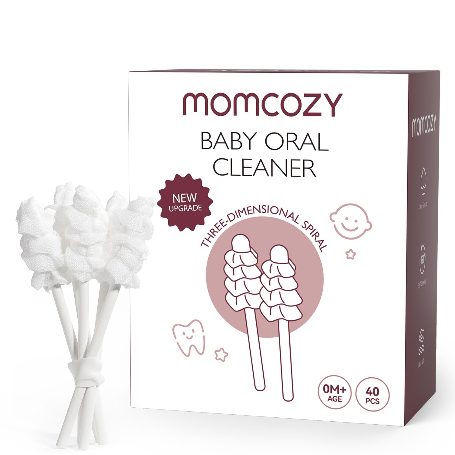 Momcozy limpiador de lengua para bebé con gasa, limpieza suave de lengua y encías