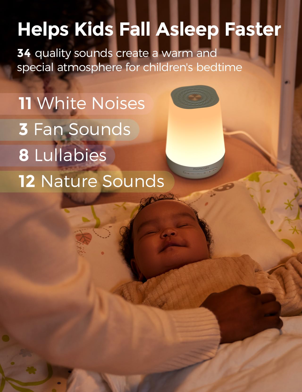 Momcozy: luz nocturna con 7 colores para ambiente relajante.