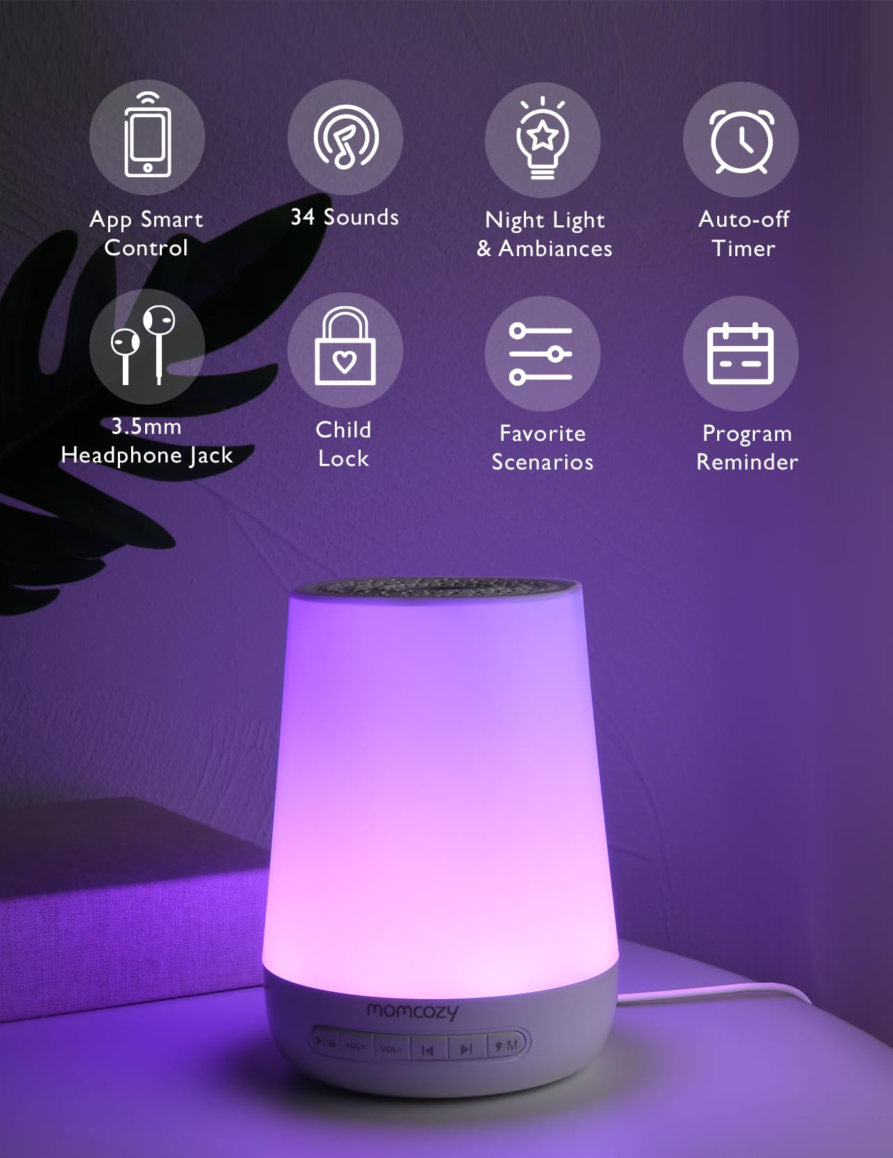 Momcozy luz nocturna LED ajustable calma la habitación por la noche