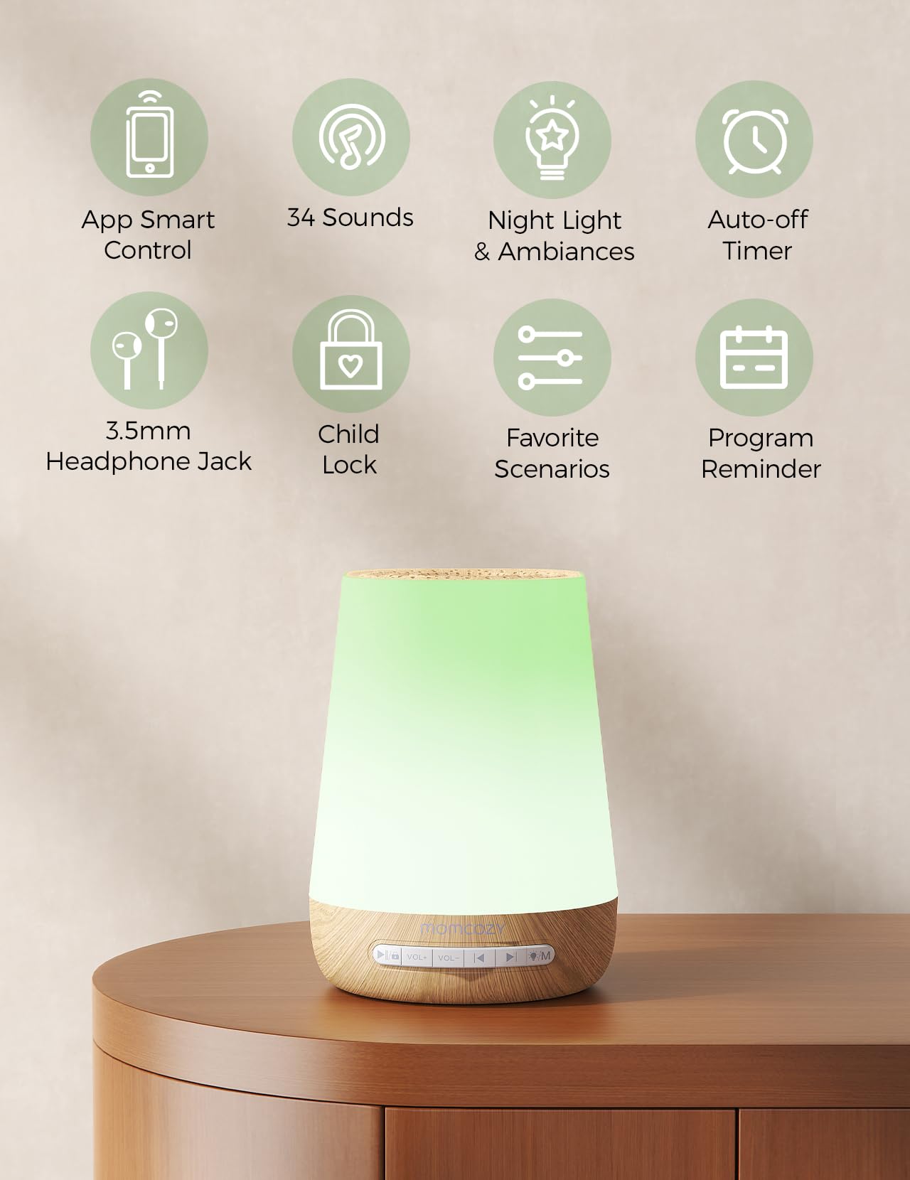 Momcozy luz nocturna siete colores para crear ambiente suave en la habitación del bebé