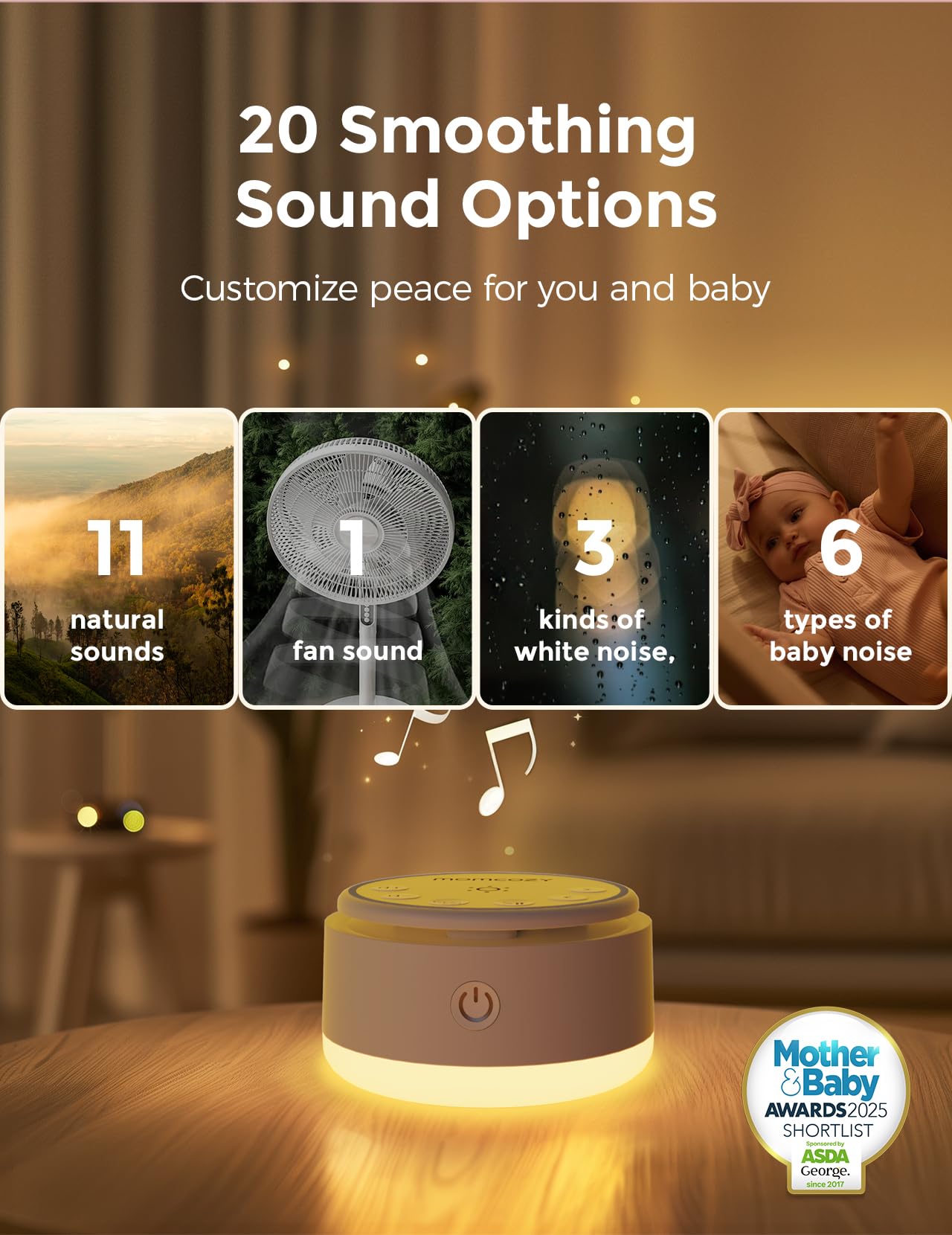 Momcozy temporizador y memoria para personalizar sesiones de sueño