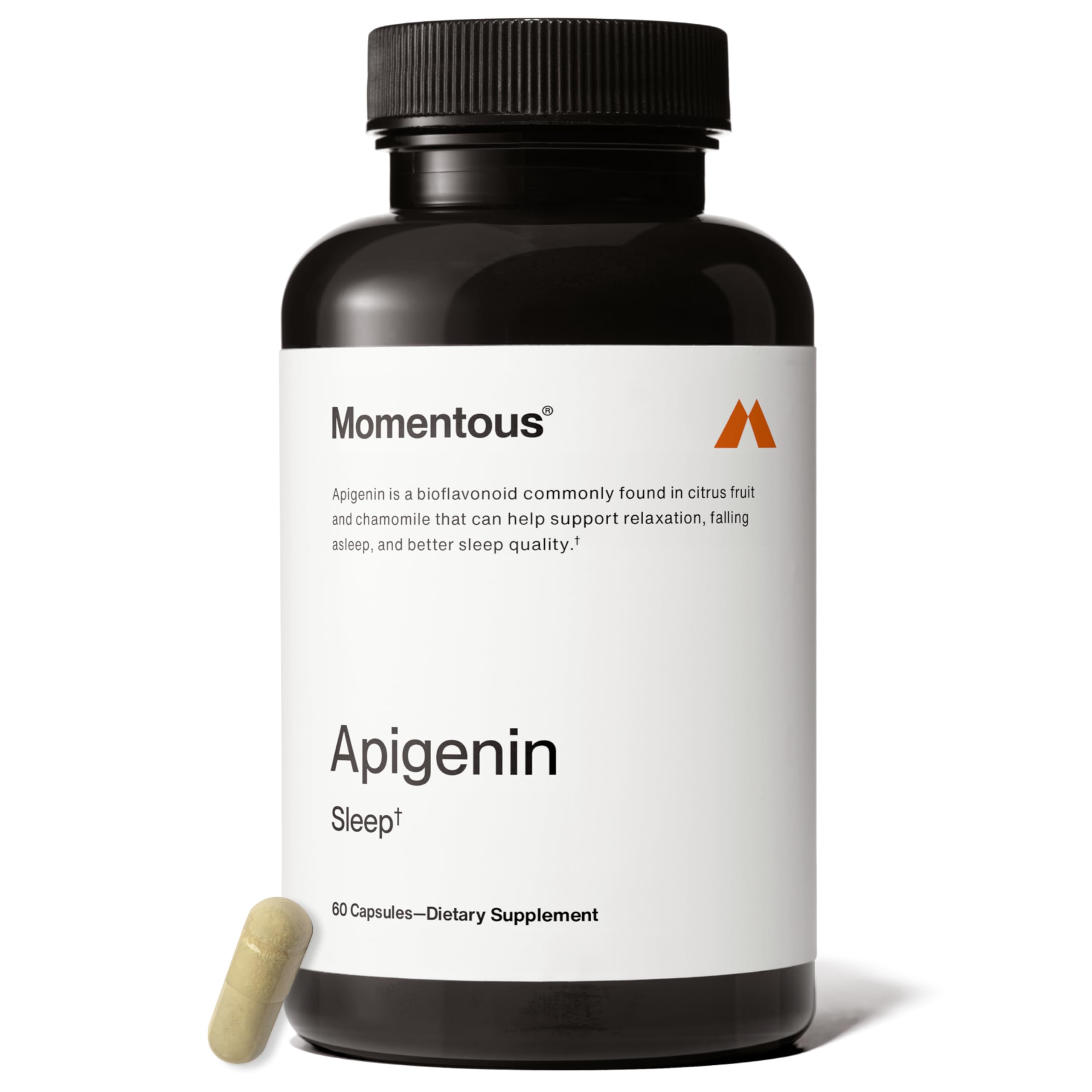 Momentous Apigenina cápsulas de 50 mg para apoyo al sueño y relajación
