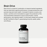 Momentous Brain Drive, etiqueta frontal, información clara de ingredientes clave.
