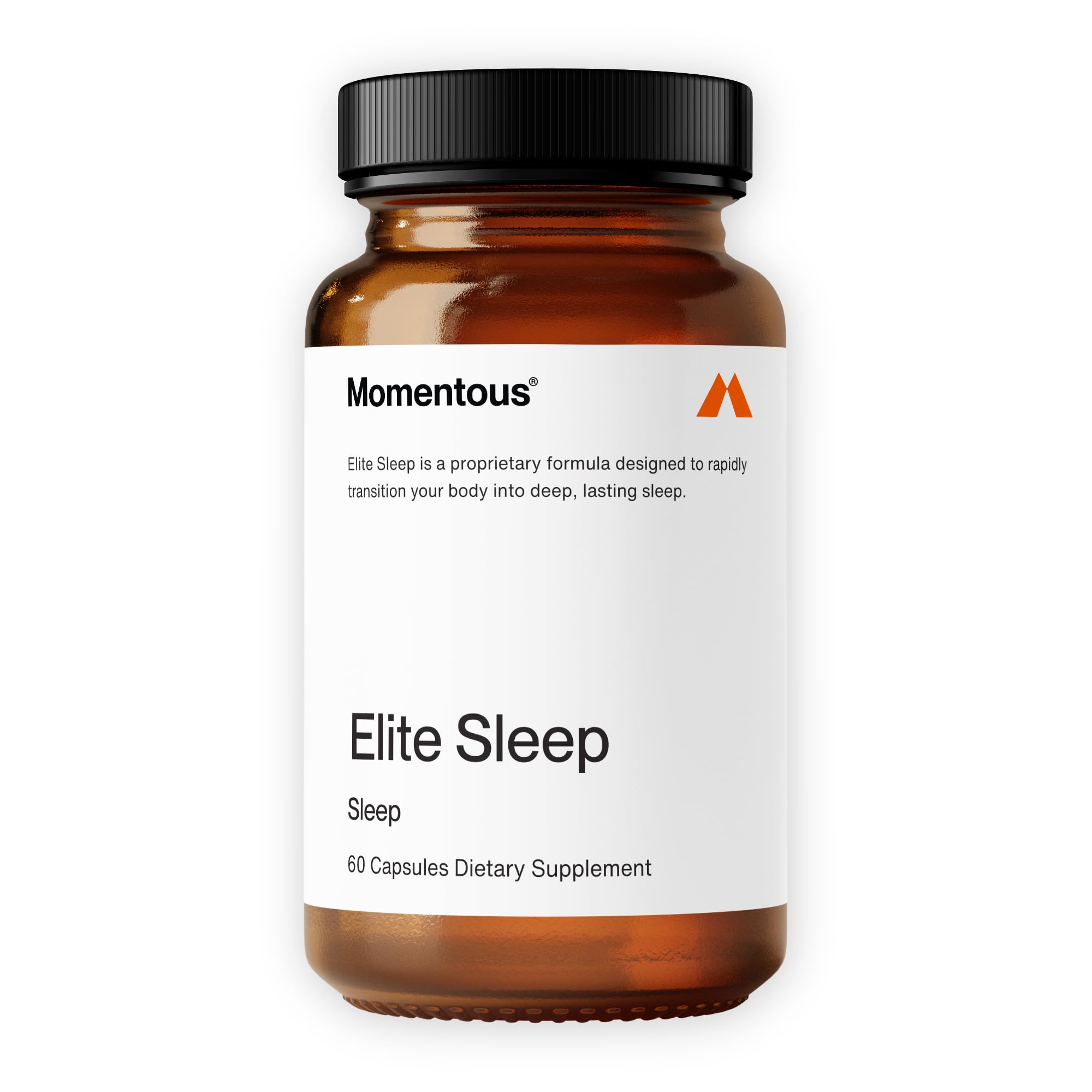 Momentous cápsulas de sueño veganas, botella visible para relajación nocturna