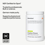 Momentous Creatine Chews enfocando energía y concentración durante la actividad