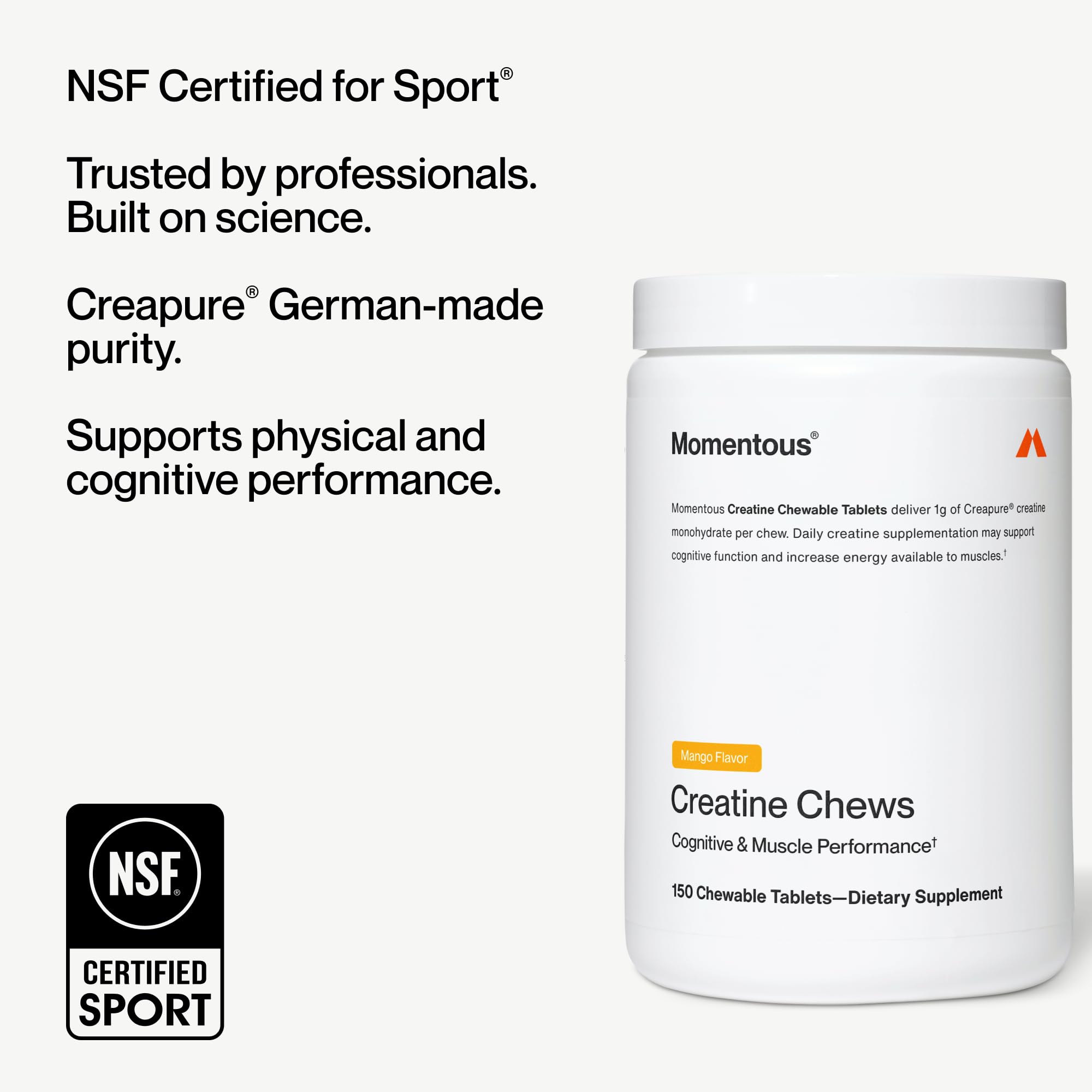 Momentous Creatine Chews: tabletas mango compactas para llevar en la bolsa