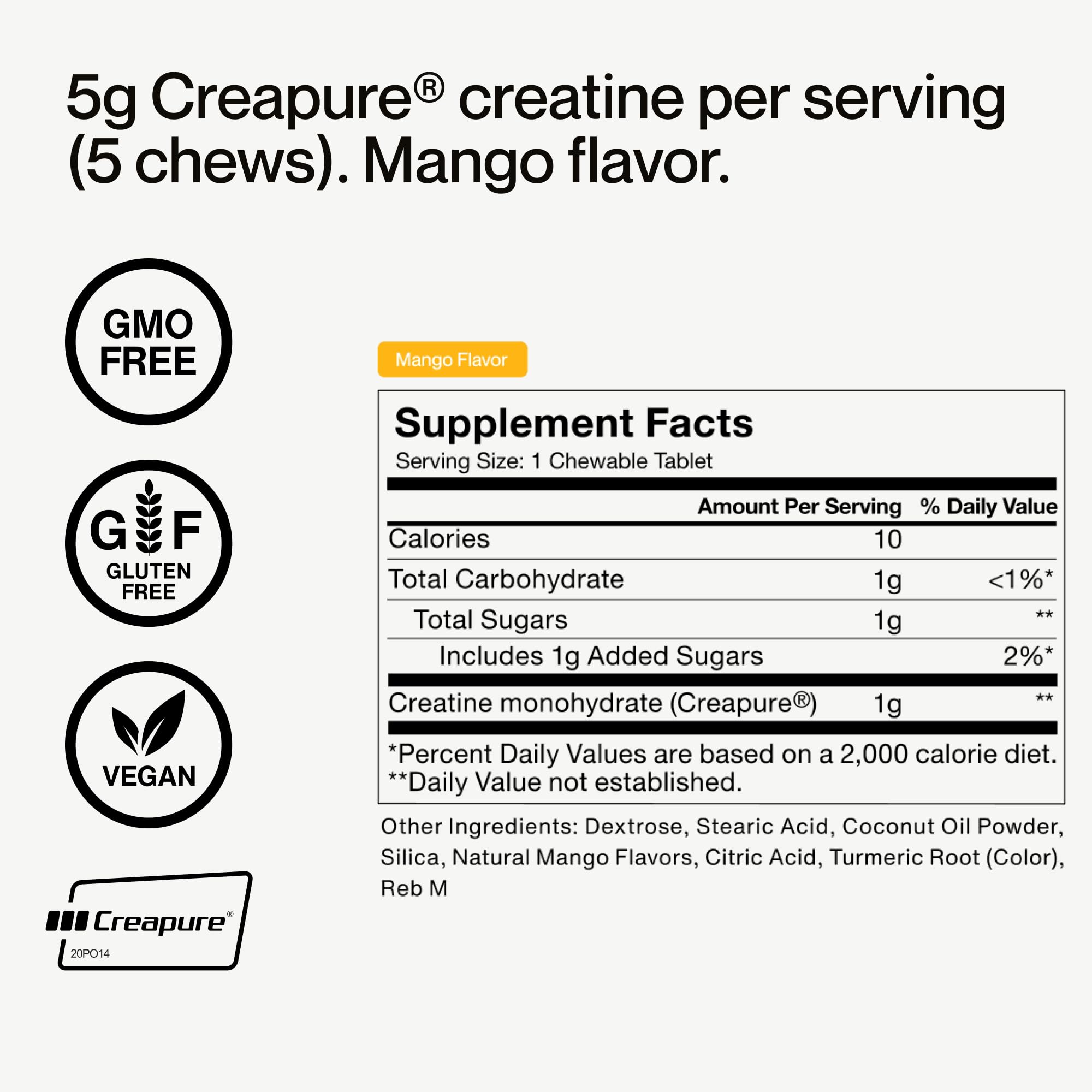 Momentous Creatine Chews: tabletas mango con sabor agradable para snacks post-entreno