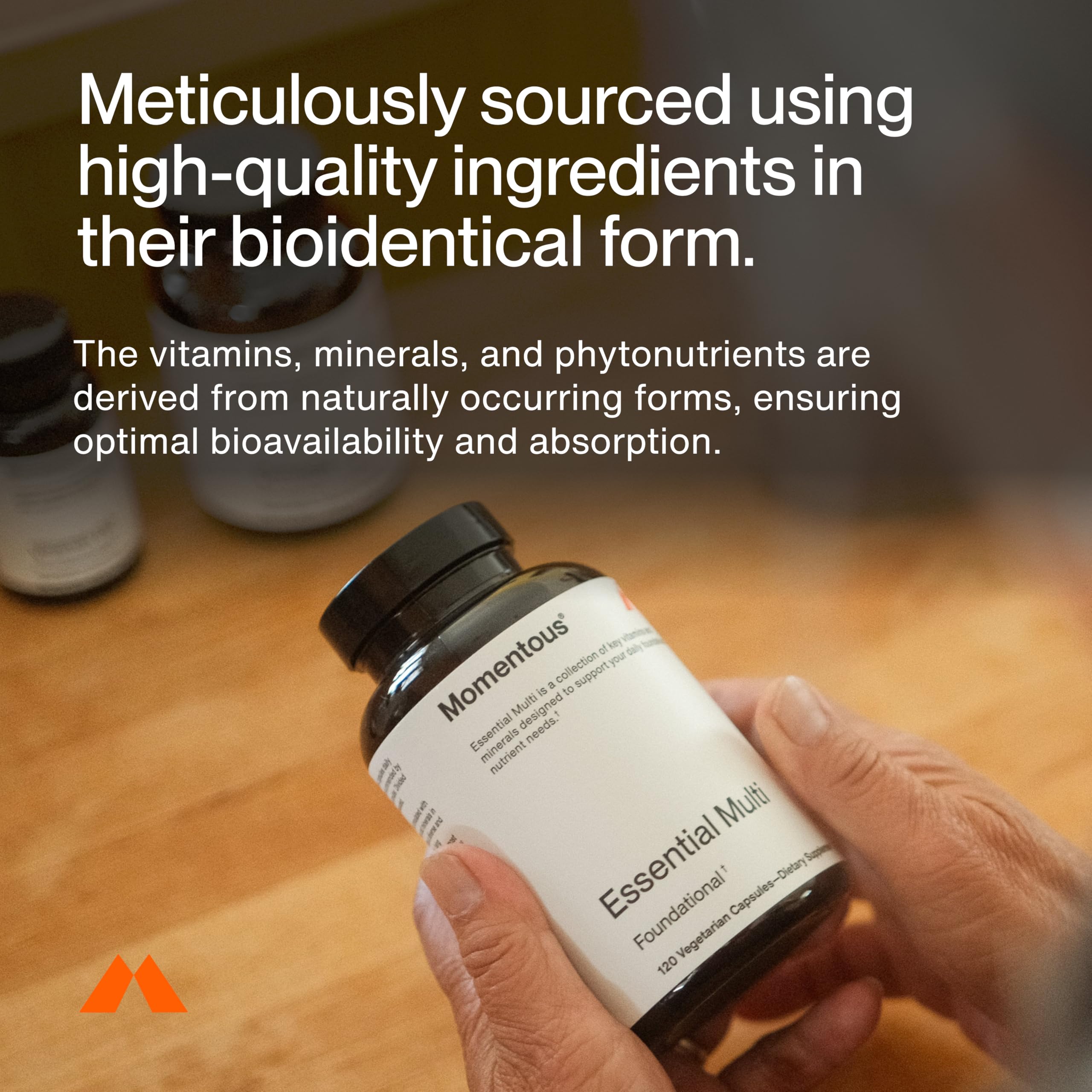 Momentous Esencial Multivitamin, ingredientes bio-disponibles para mejor absorción y uso.