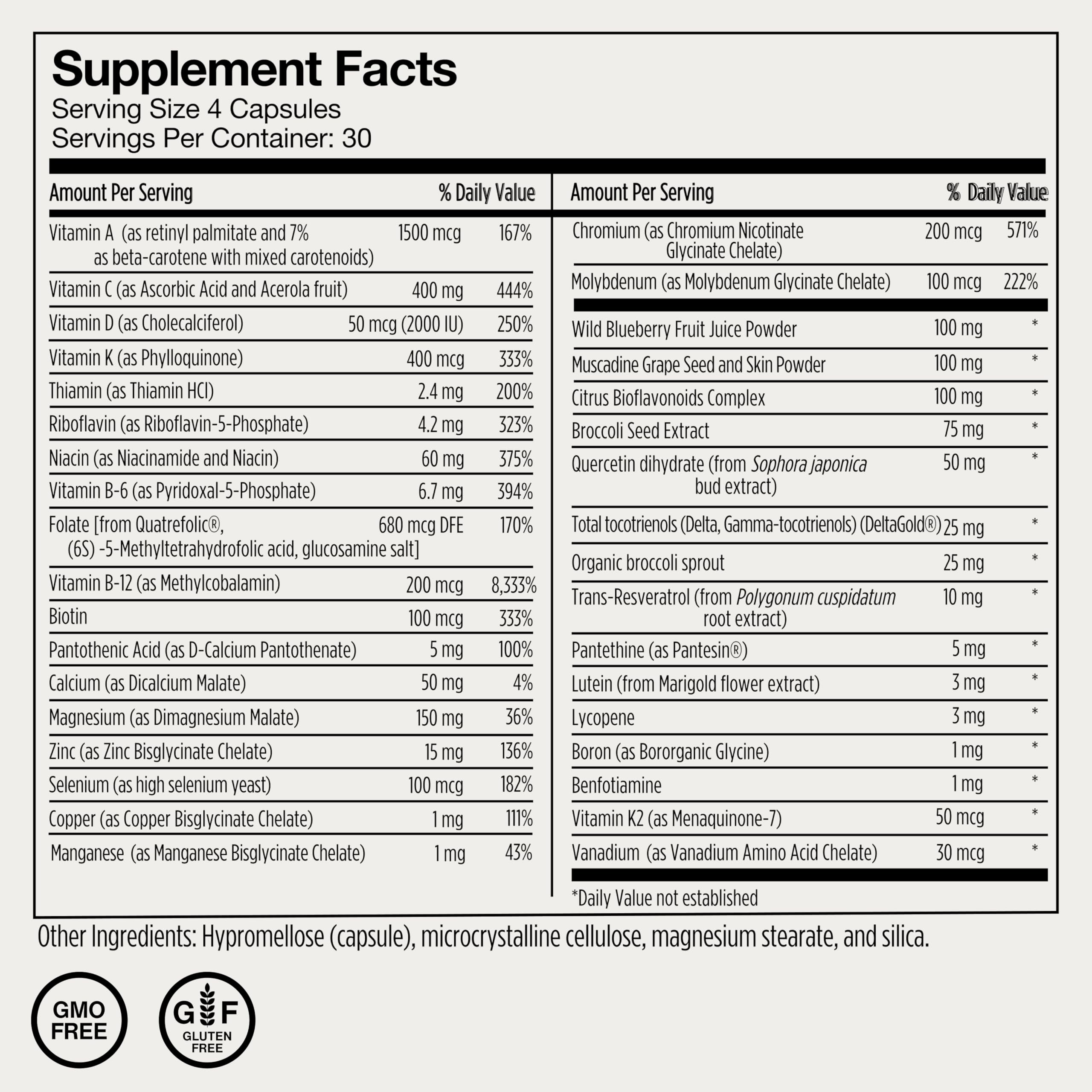 Momentous Esencial Multivitamin, práctico para entrenamiento y recuperación diaria.