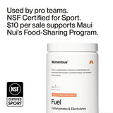 Momentous Fuel certificado NSF para deporte, seguridad y pureza.