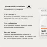 Momentous Fuel: certificado NSF para deporte, libre de OGM y gluten.