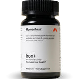 Momentous Iron+ en botella frontal para energía diaria y rendimiento.