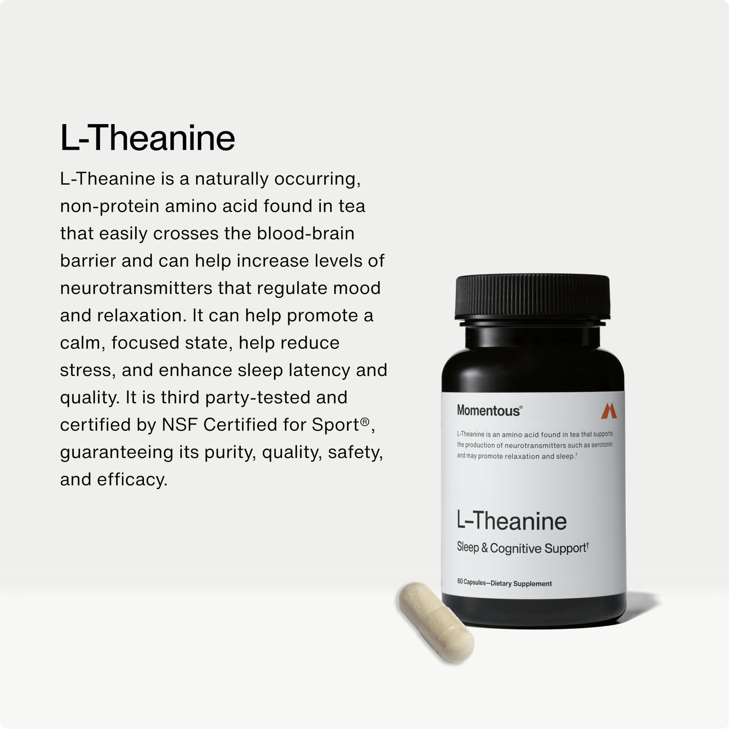 Caja de Momentous L-teanina, 200 mg para uso diario.
