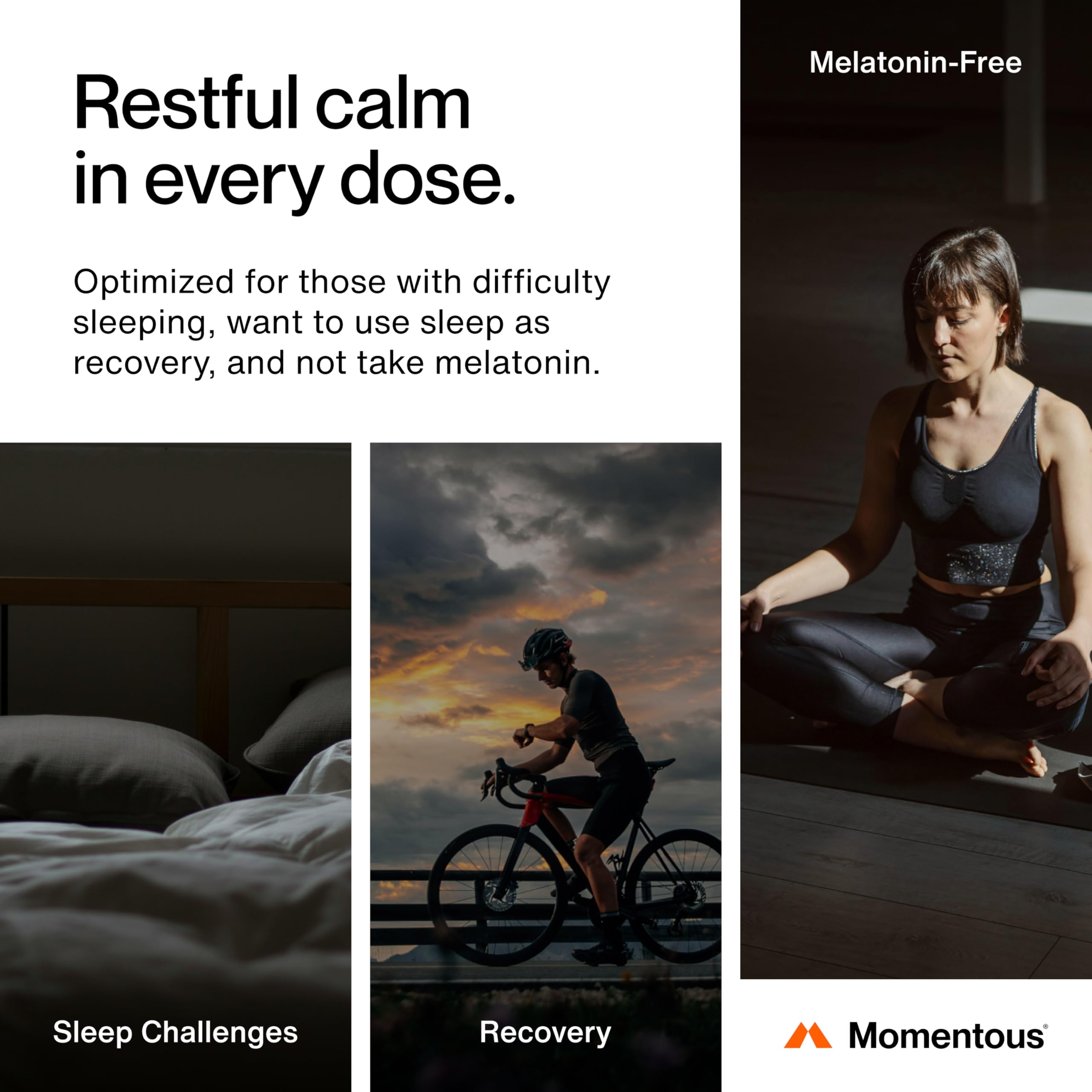 Momentous L-Theanine capsules on white background promoting relaxation.
