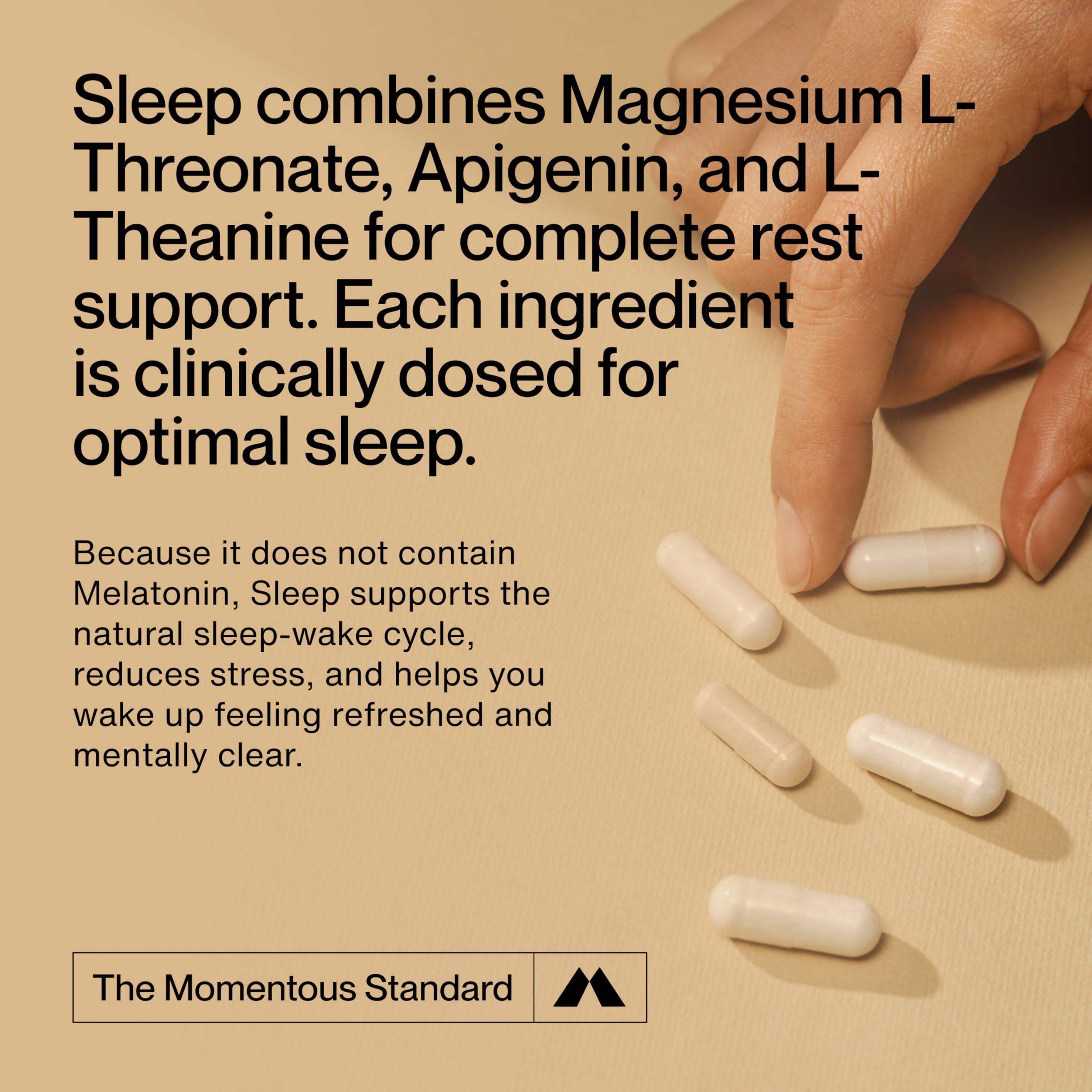 Momentous Magnesium L-Threonate bottle on display for sleep readiness support.