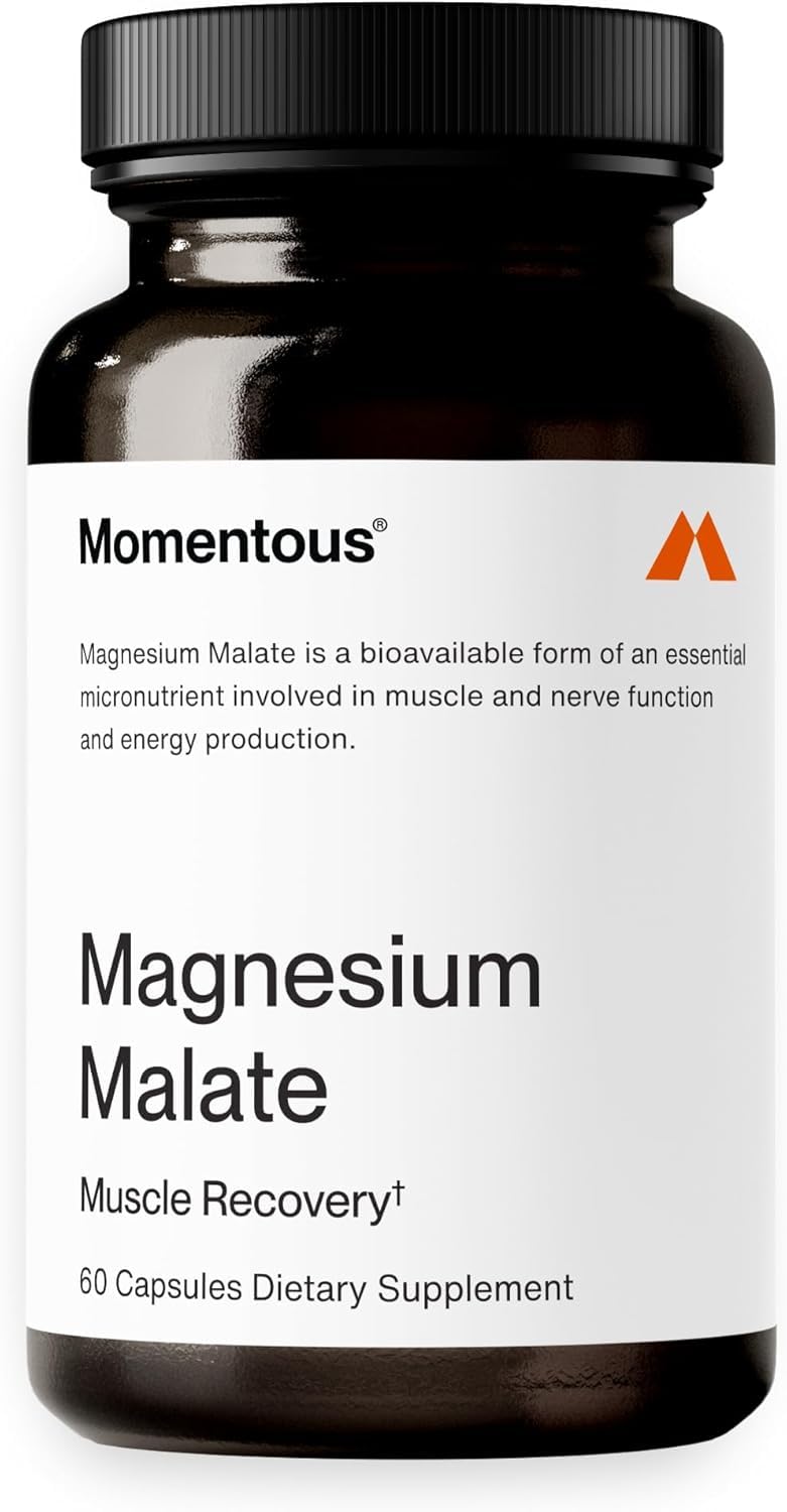 Momentous Magnesium Malate: botella para soporte de energía y función muscular.