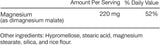 Momentous Magnesium Malate: etiqueta del producto para salud general y desempeño.