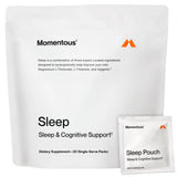 Momentous Nightly Sleep Pack bottle close-up highlighting calm sleep support.