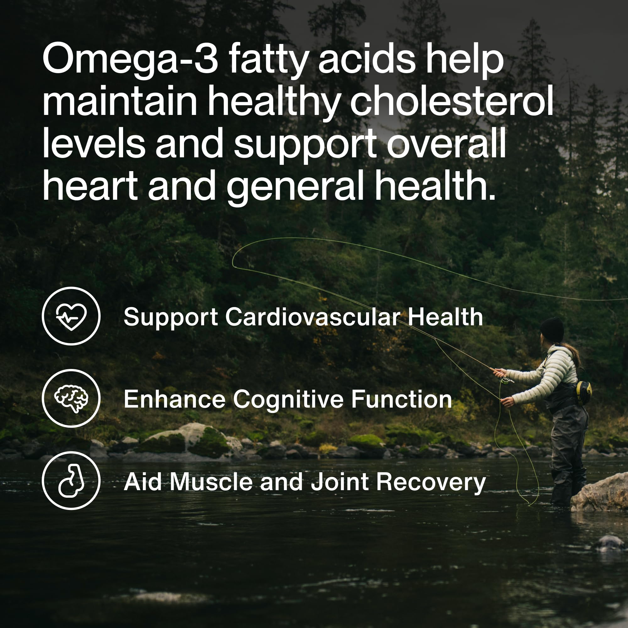 Momentous Omega-3: etiqueta frontal, información clara del producto y pureza.