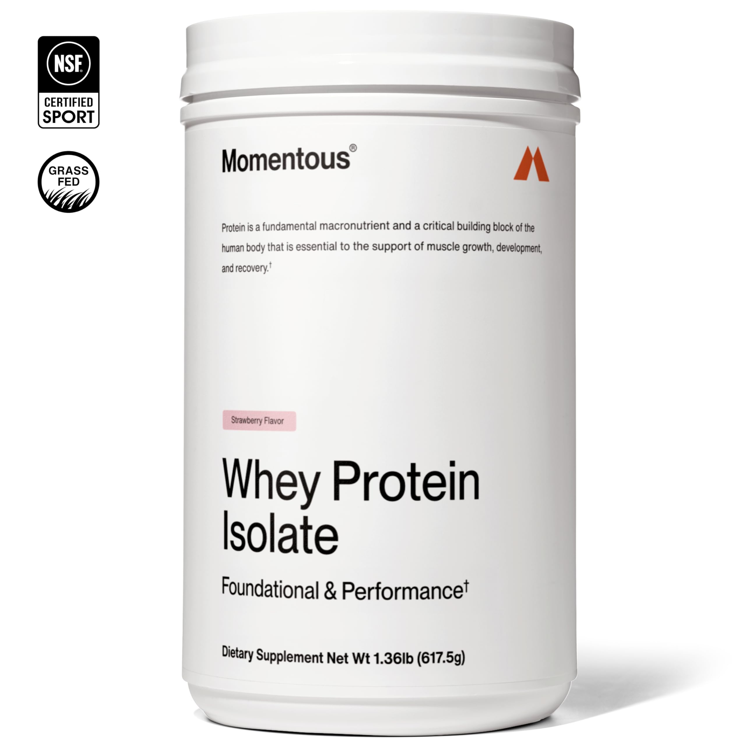 Cuchara medidora incluido con Momentous Whey aislado fresa para porciones precisas.