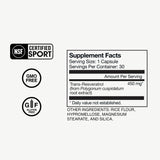 Detalle de cápsula Momentous Resveratrol 450 mg para tragar.