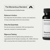 Sello NSF en Momentous Resveratrol 450 mg, certificación para deporte.