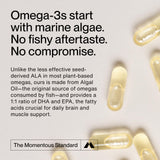 Momentous Vegan Omega-3 etiqueta clara: información para elegir suplemento vegetal.