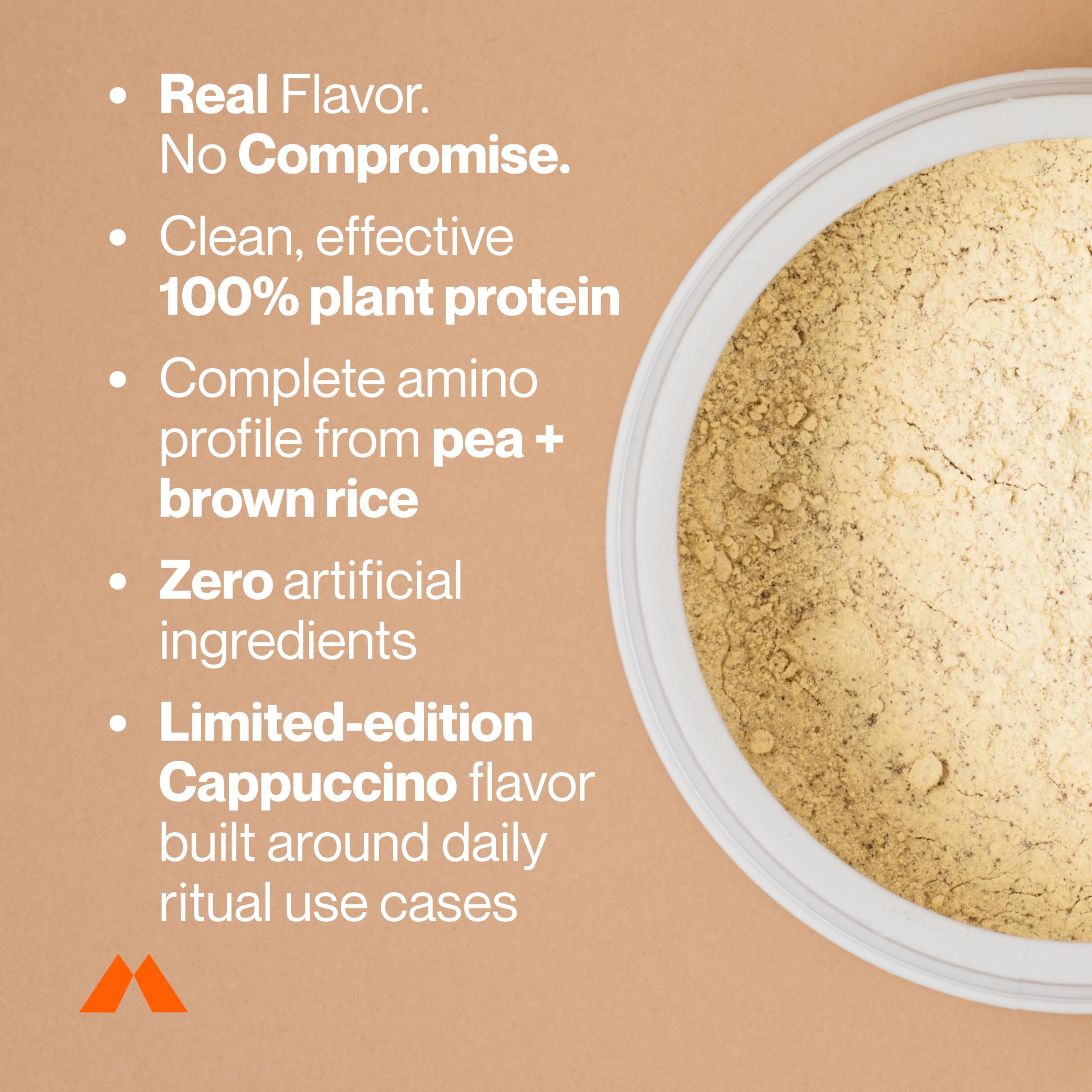 Momentous Vegan Protein Cappuccino, batido con agua para snack proteico sencillo.