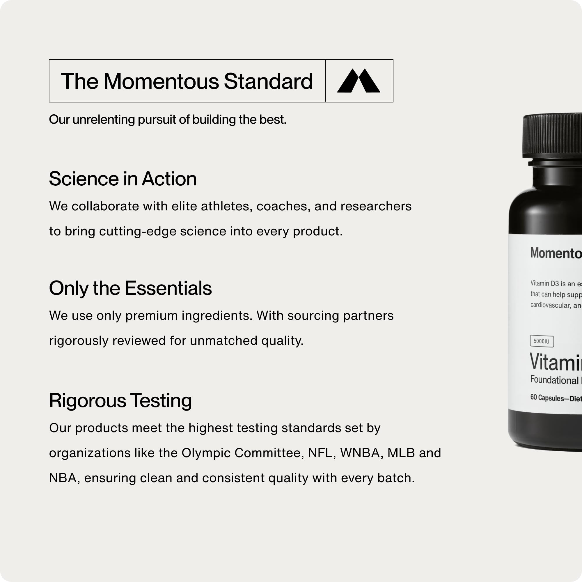 Momentous Vitamina D3: cápsulas potentes y fáciles de absorber.